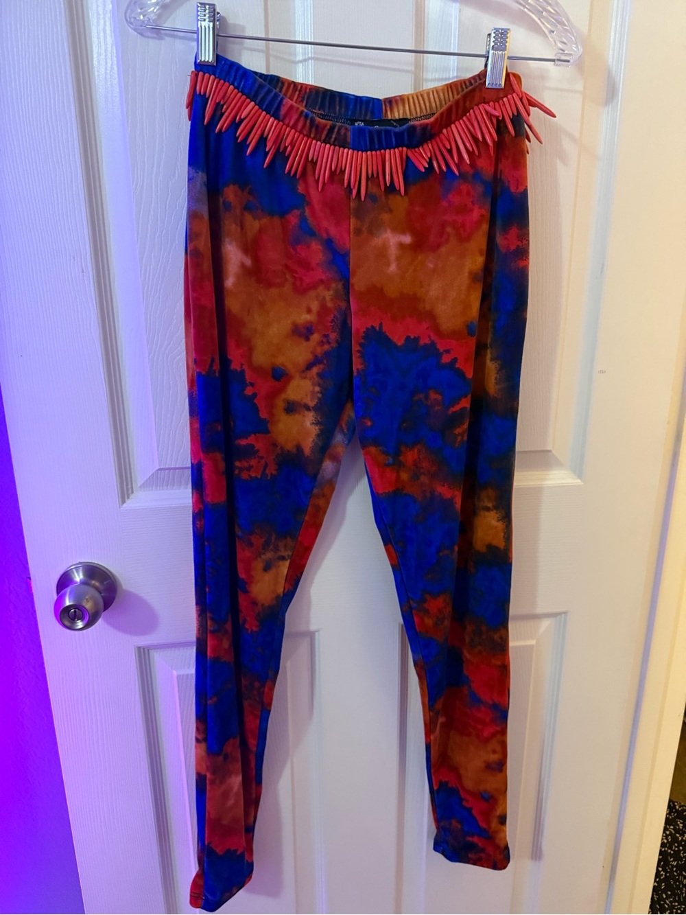 Tie-Dye velvet Leggings coral